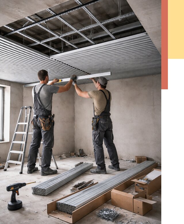 Монтаж реечного потолка в Чехове от 4575 руб. под ключ | ОТДЕЛОЧНИК-Чхв