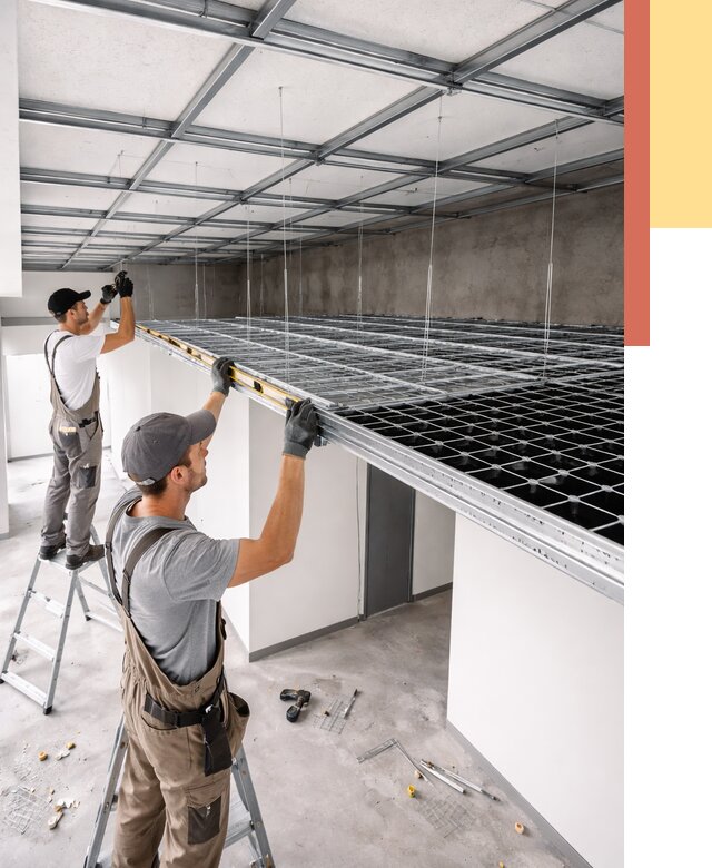 Монтаж потолка грильято в Чехове от 458 руб./м² — быстрая сборка под ключ | ОТДЕЛОЧНИК-Чхв