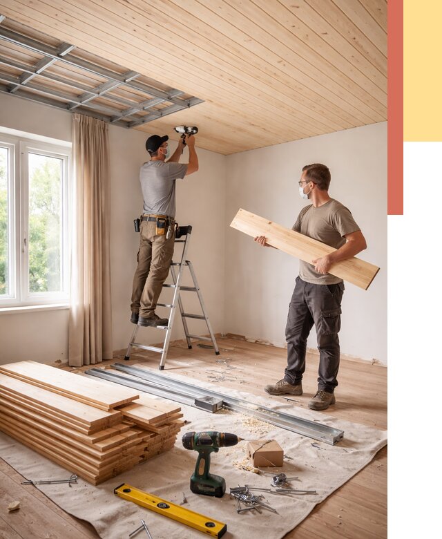 Монтаж потолка из вагонки в Чехове от 6609 руб. | Быстро и недорого — ОТДЕЛОЧНИК-Чхв