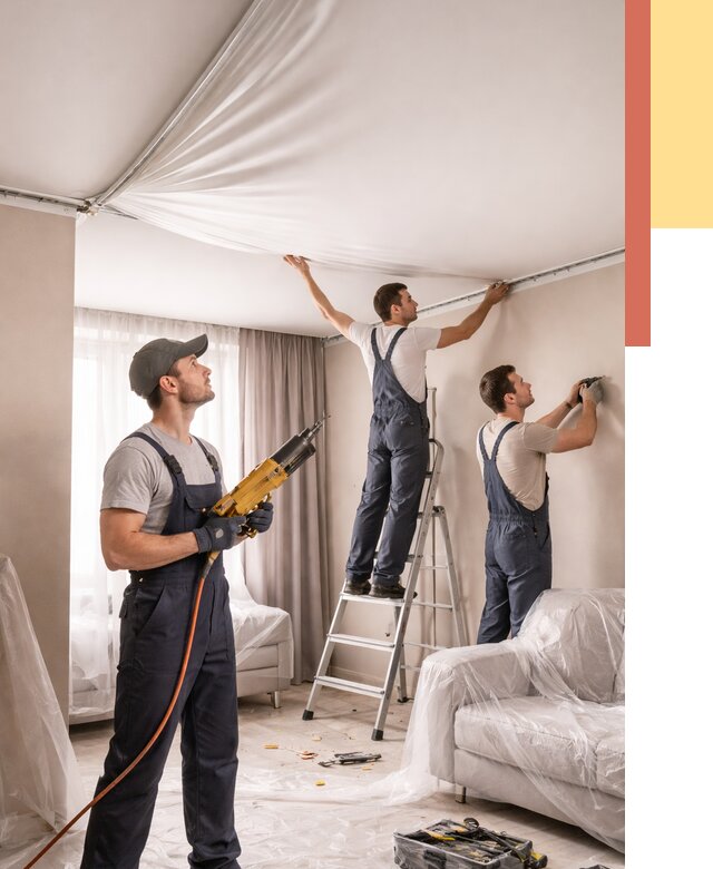 Установка натяжного потолка в Чехове от 4575 руб. | Быстро и недорого — ОТДЕЛОЧНИК-Чхв