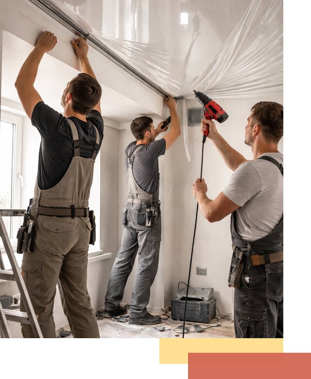 Монтаж глянцевого натяжного потолка в Чехове быстро и качественно