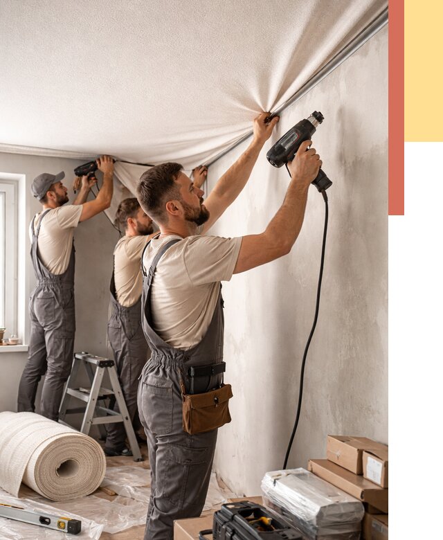 Монтаж фактурного натяжного потолка в Чехове от 763 руб. — ОТДЕЛОЧНИК-Чхв