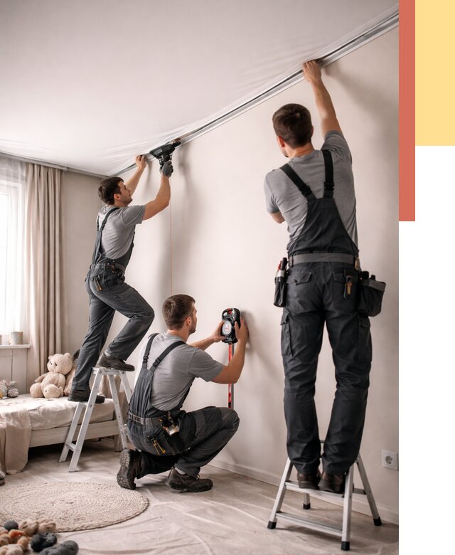 Монтаж натяжного потолка в детской в Чехове от 3558 руб. — быстро и недорого | ОТДЕЛОЧНИК-Чхв