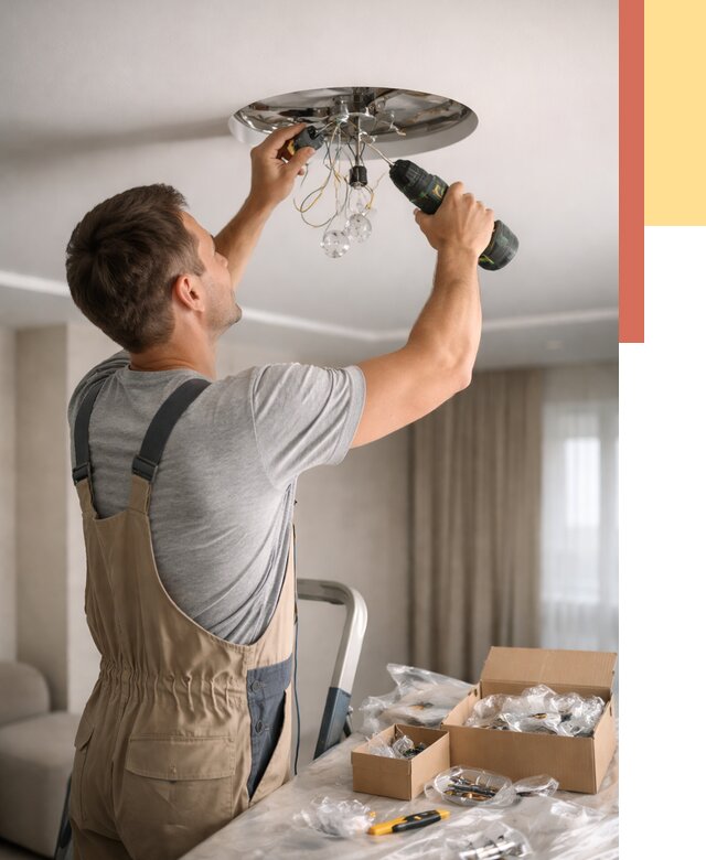 Установка люстры в натяжной потолок в Чехове от 1220 руб. | Быстро и недорого — ОТДЕЛОЧНИК-Чхв