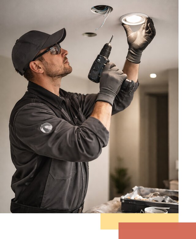 Установка точечных светильников в натяжной потолок в Чехове