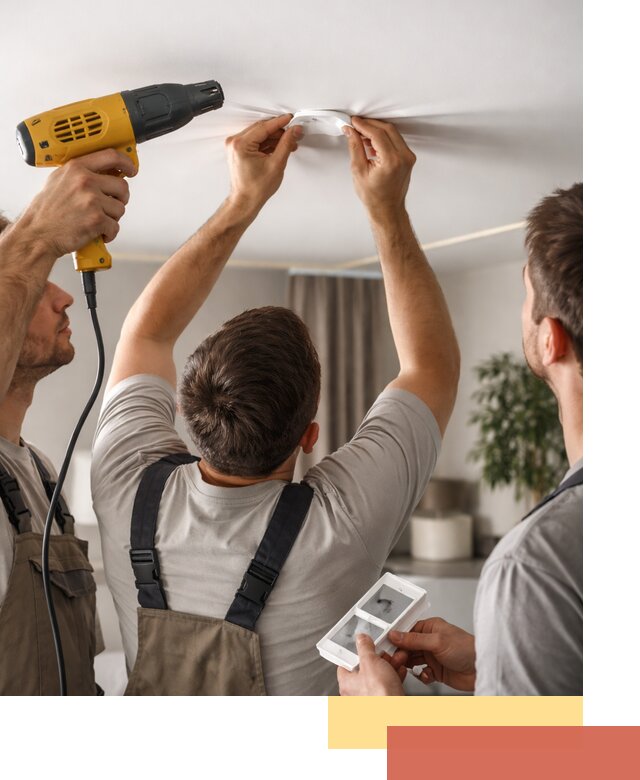 Ремонт прокола полотна натяжного потолка в Чехове