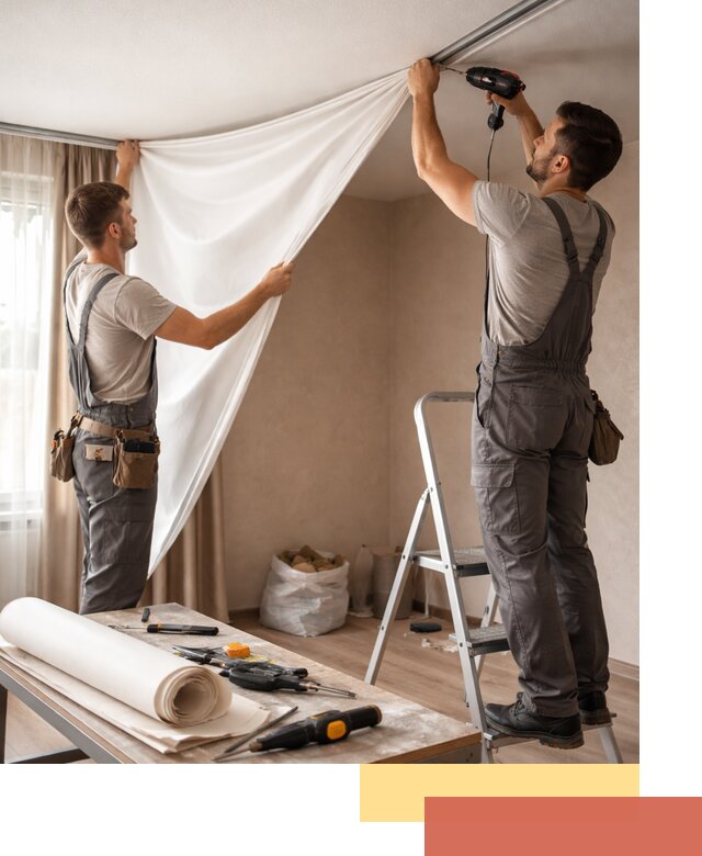 Замена полотна натяжного потолка в Чехове быстро и качественно