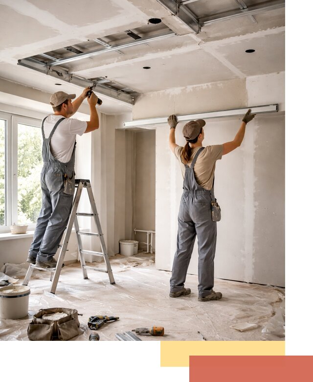 Монтаж многоуровневого потолка из гипсокартона в Чехове