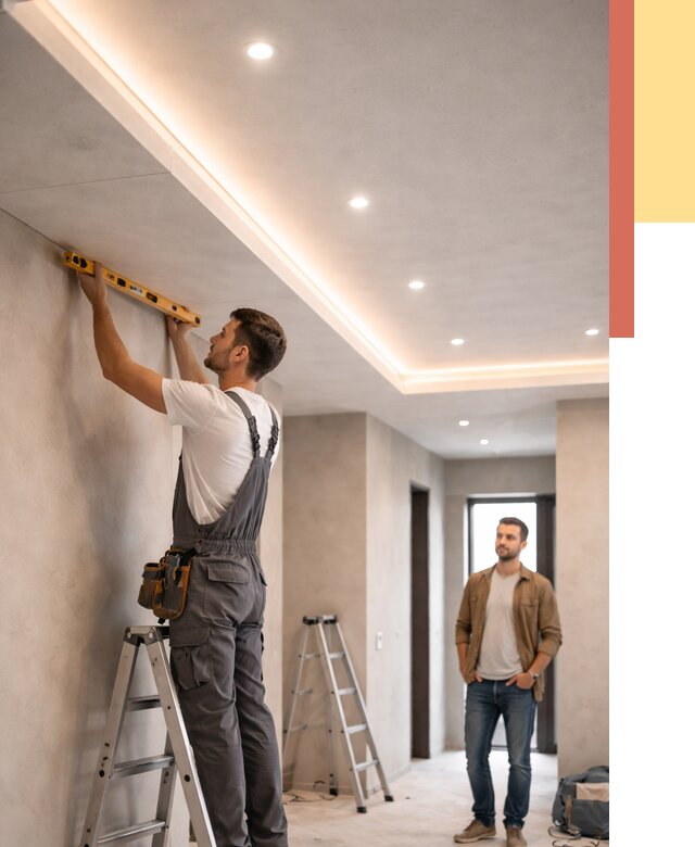 Потолок из гипсокартона с подсветкой в Чехове от 763 руб./м2 под ключ | ОТДЕЛОЧНИК-Чхв