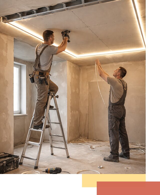 Потолок из гипсокартона с подсветкой в Чехове