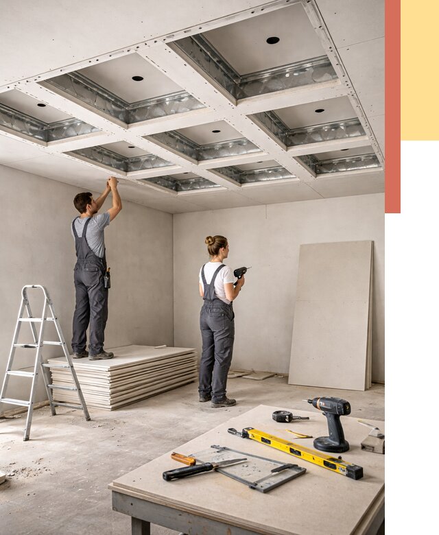 Кессонный потолок из гипсокартона в Чехове от 1881 руб. — монтаж и под ключ | ОТДЕЛОЧНИК-Чхв