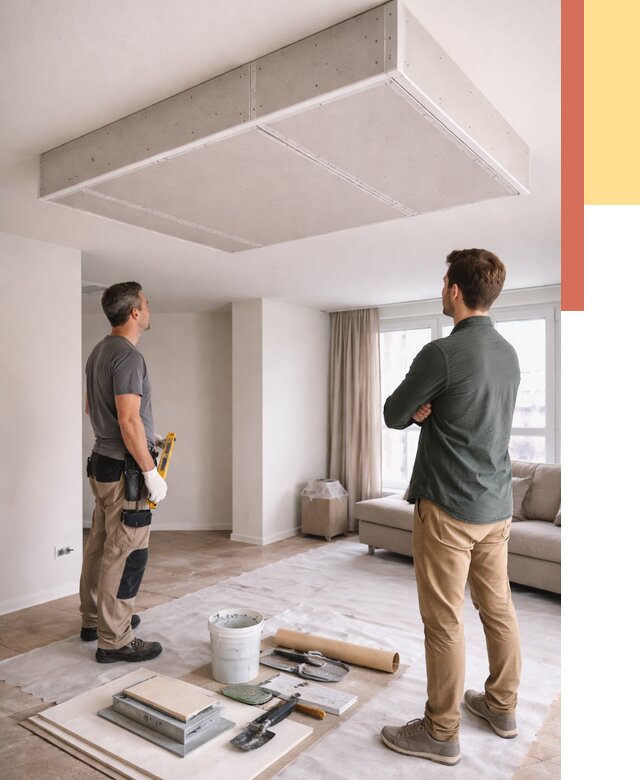 Короб на потолке из гипсокартона в Чехове от 2237 руб. — монтаж и услуги под ключ | ОТДЕЛОЧНИК-Чхв