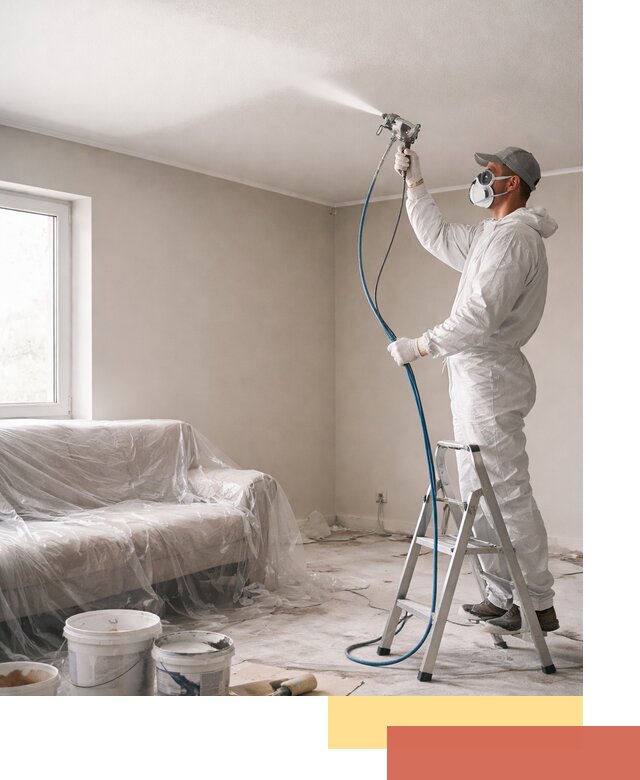 Покраска потолка краскопультом в Чехове быстро и качественно